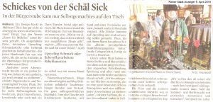 "Schickes von der Schäl Sick" Artikel im Kölner Stadt-Anzeiger am 9. April 2019